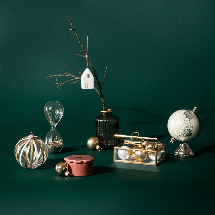 Maisons Du Monde COPPER - Reloj De Arena De Cristal Con Purpurina