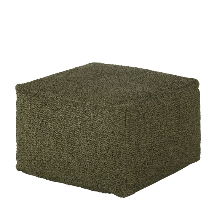 Maisons Du Monde CORNELIUS - Puf Cuadrado De Fibra Vegetal Verde Caqui