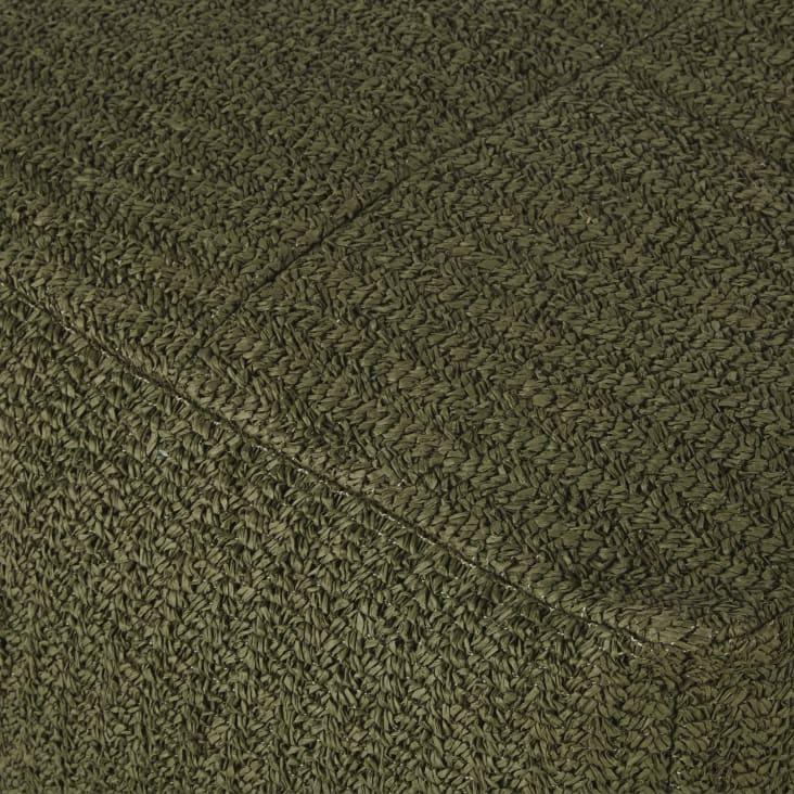 Maisons Du Monde CORNELIUS - Puf Cuadrado De Fibra Vegetal Verde Caqui