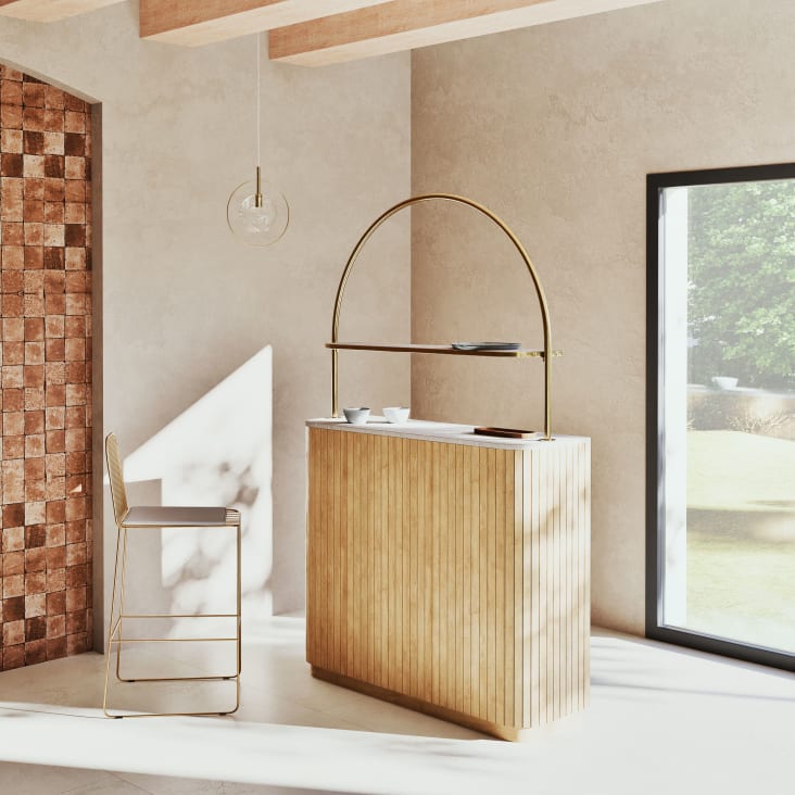 Maisons Du Monde Coronella - Lámpara De Techo De Metal Dorado Y Globo Transparente