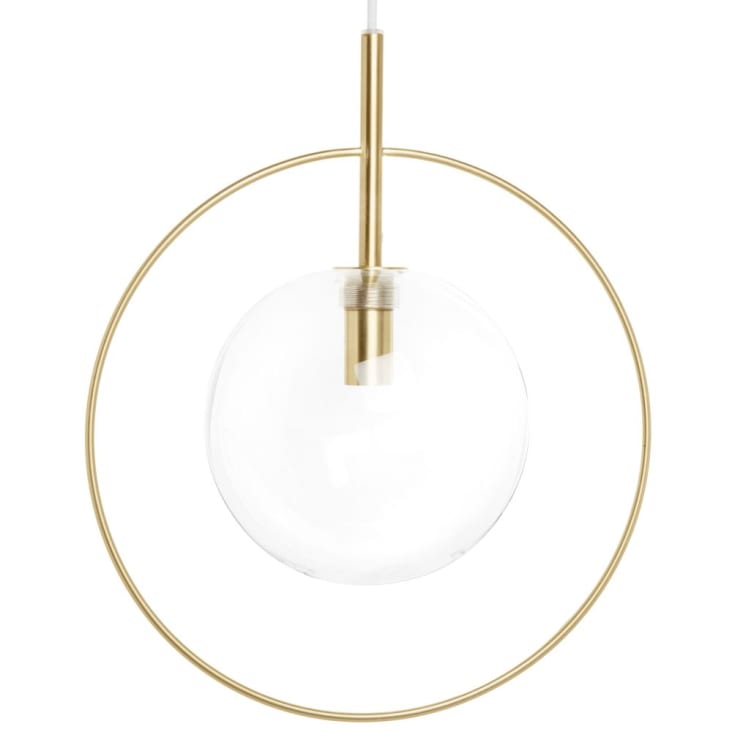 Maisons du Monde Coronella - Lámpara de techo de metal dorado y globo transparente