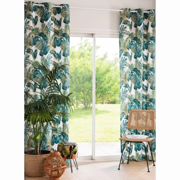 Maisons du Monde Cortina blanca con ojales estampado exótico unidad 110x250