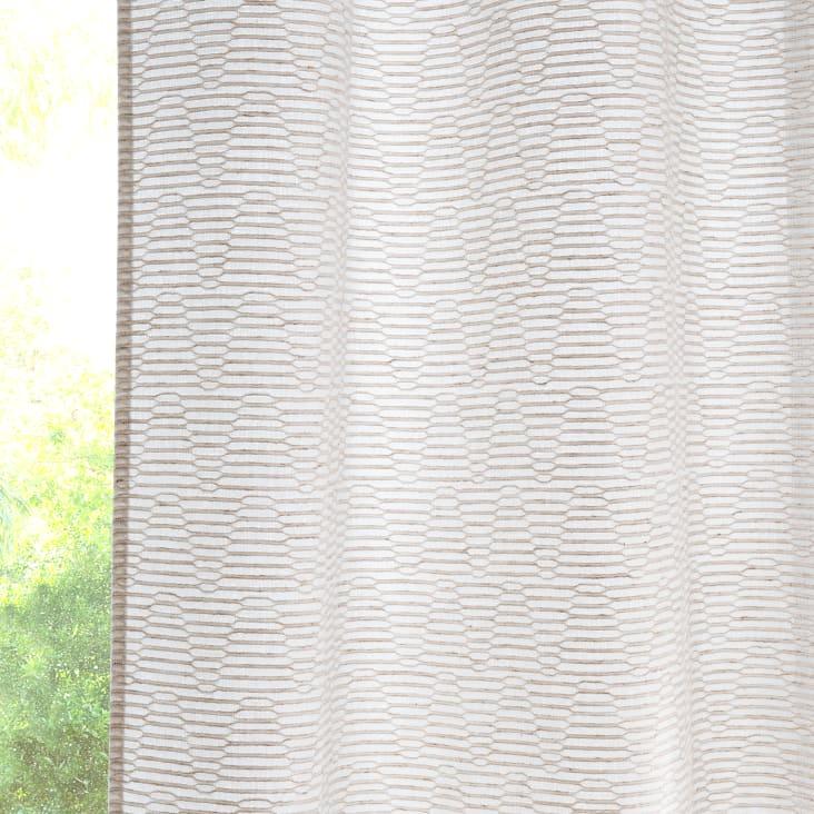 Maisons Du Monde Cortina De Ojales De Tejido Jacquard De Poliéster Reciclado Blanco 140x250