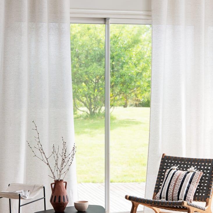 Maisons du Monde Cortina de ojales de tejido jacquard de poliéster reciclado blanco 140x250