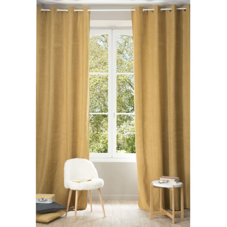 Maisons du Monde Cortina de ojales ocre amarillo 140x300 - la unidad