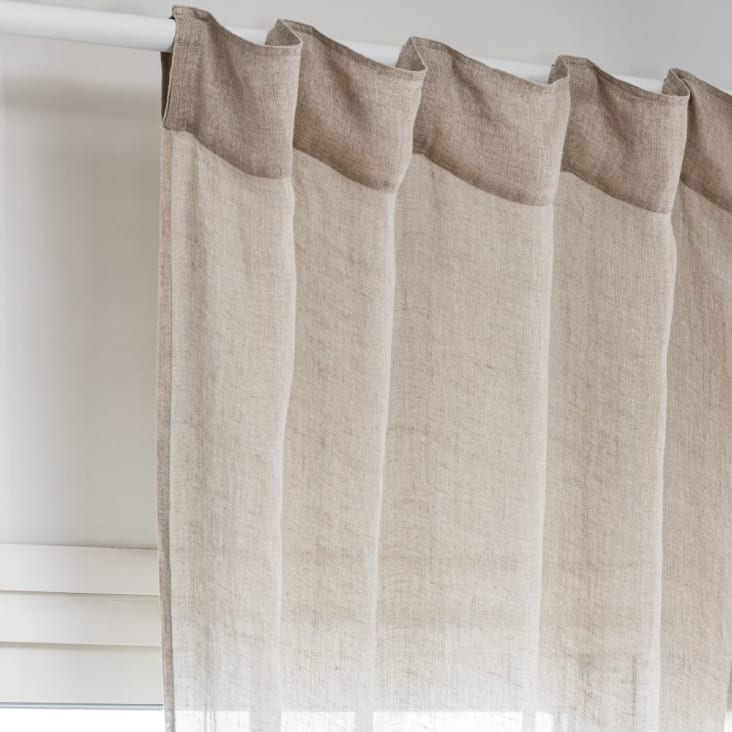 Maisons Du Monde Cortina De Presillas De Gasa De Lino En Beige 140x260 La Unidad