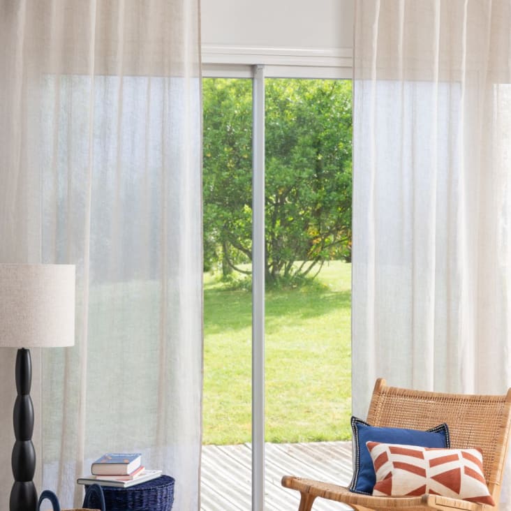 Maisons du Monde Cortina de presillas de gasa de lino en beige 140x260 la unidad