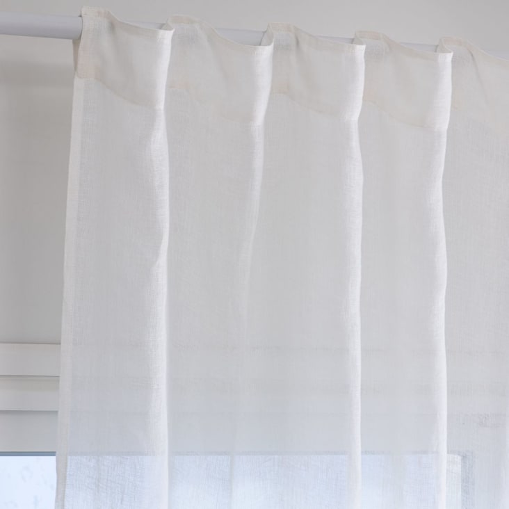 Maisons Du Monde Cortina De Presillas De Gasa De Lino En Blanco 140x260 La Unidad