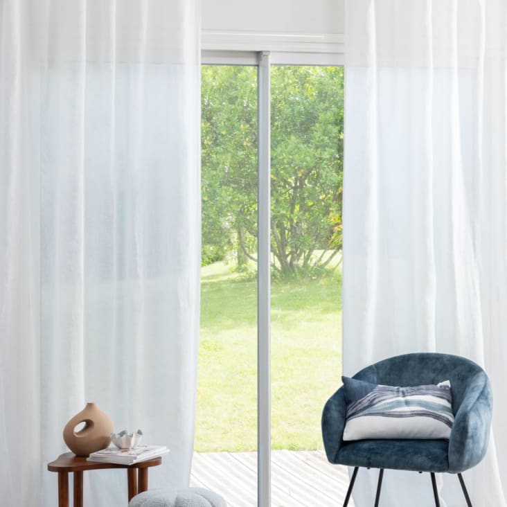 Maisons du Monde Cortina de presillas de gasa de lino en blanco 140x260 la unidad