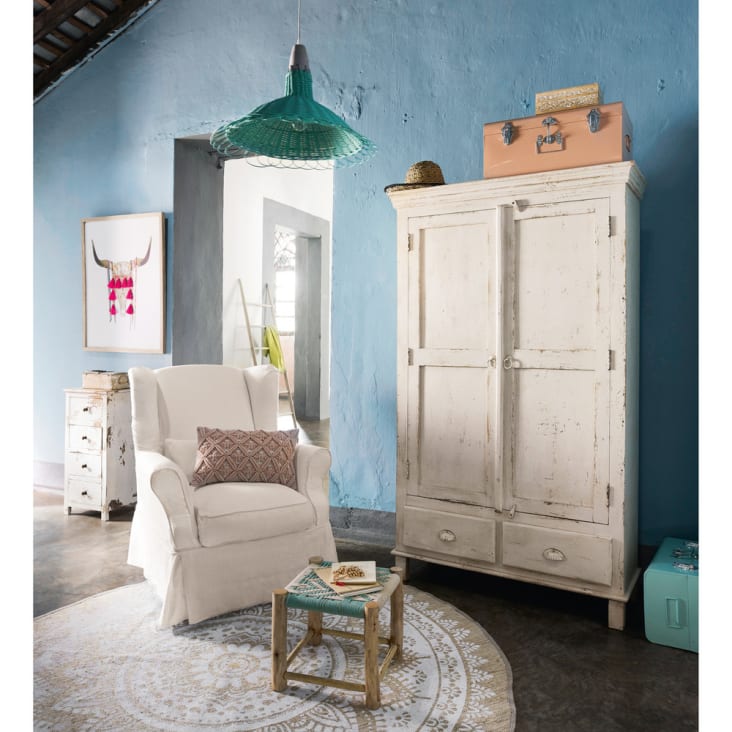 Maisons Du Monde Cottage - Sillón Enfundable De Tela Blanca