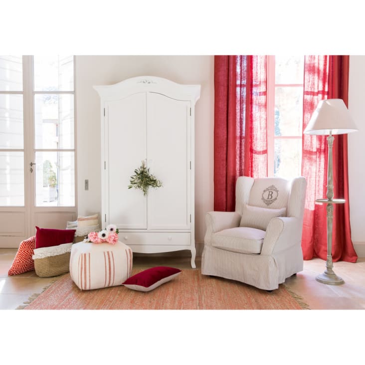 Maisons Du Monde Cottage - Sillón Enfundable De Tela Blanca