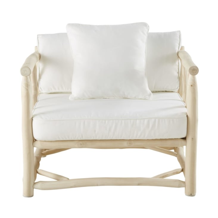 Maisons Du Monde Crusoé - Sillón De Jardín De Teca Y Tela Color Crudo