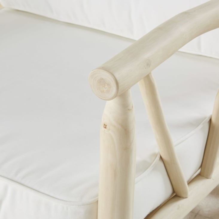 Maisons Du Monde Crusoé - Sillón De Jardín De Teca Y Tela Color Crudo