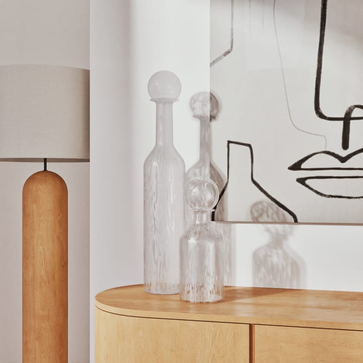 Maisons Du Monde CUBANO - Frasco Decorativo De Cristal Transparente Y Blanco Alt. 36