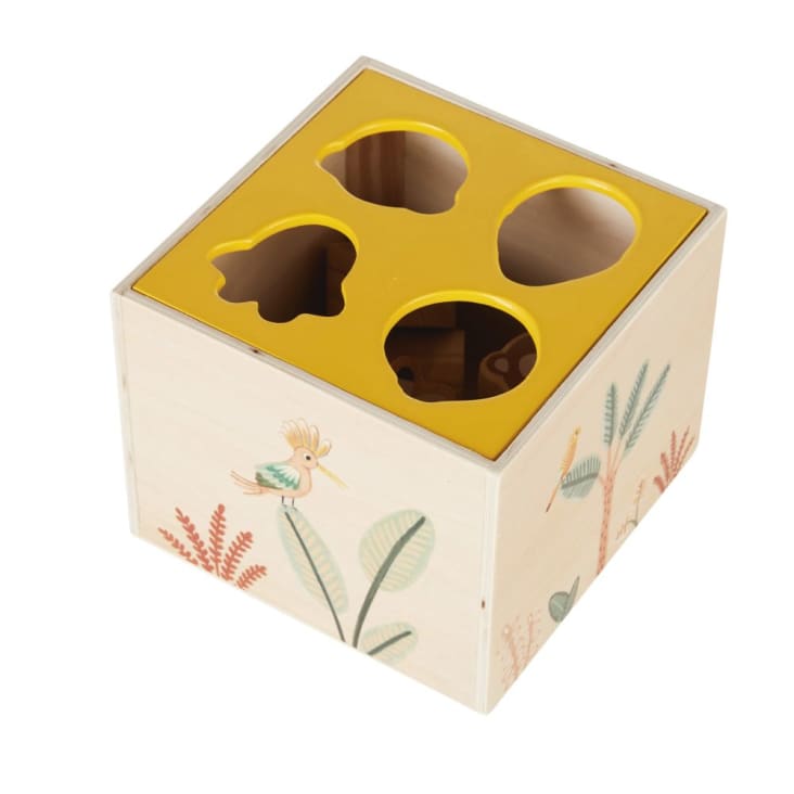 Maisons Du Monde Cubo De Actividades Con Estampado De Animales Amarillos Marrones Y Azules