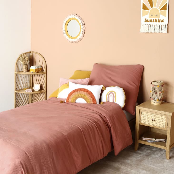 Maisons Du Monde Cubrecama Infantil De Algodón Orgánico Terracota 140 X 200
