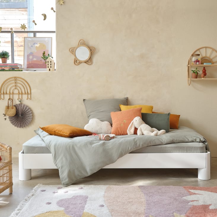 Maisons Du Monde Cubrecama Infantil De Algodón Orgánico Verde Agua 140 X 200 Cm