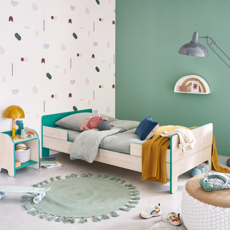 Maisons Du Monde Cubrecama Infantil De Algodón Orgánico Verde Agua 140 X 200 Cm