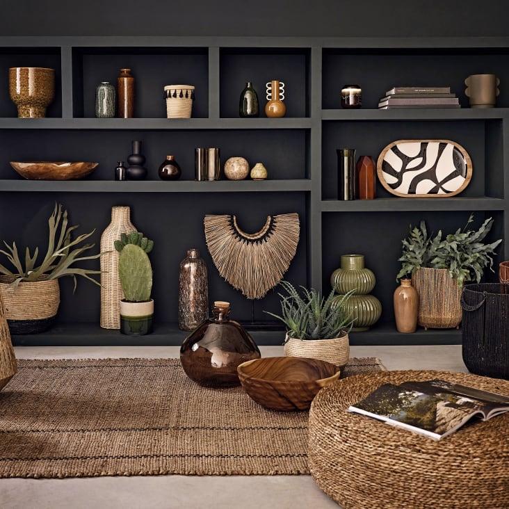 Maisons Du Monde Cuenco Ovalado De Madera De Mango Marrón Beige Y Negro