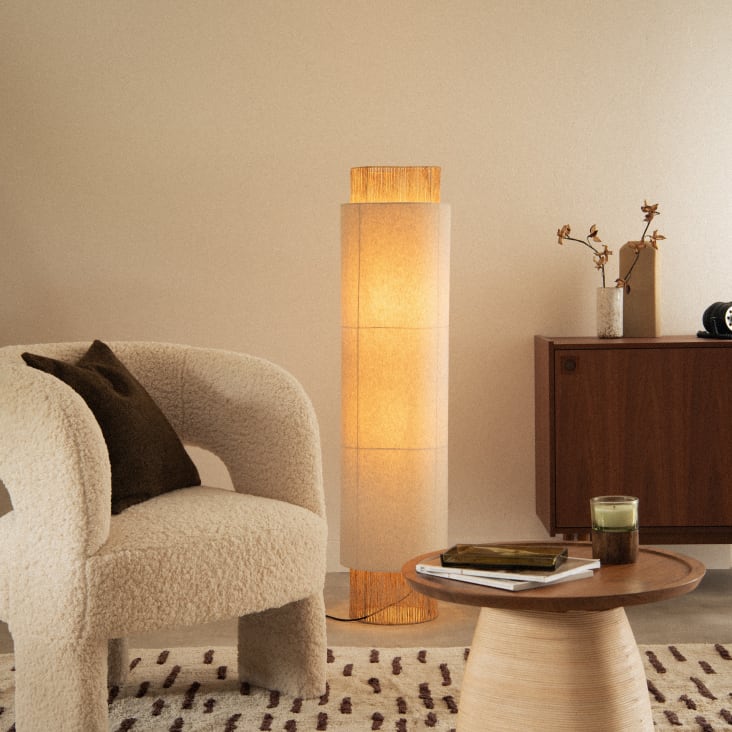 Maisons Du Monde Cundelee - Lámpara De Pie De Lino Y Yute Alt. 126 Cm
