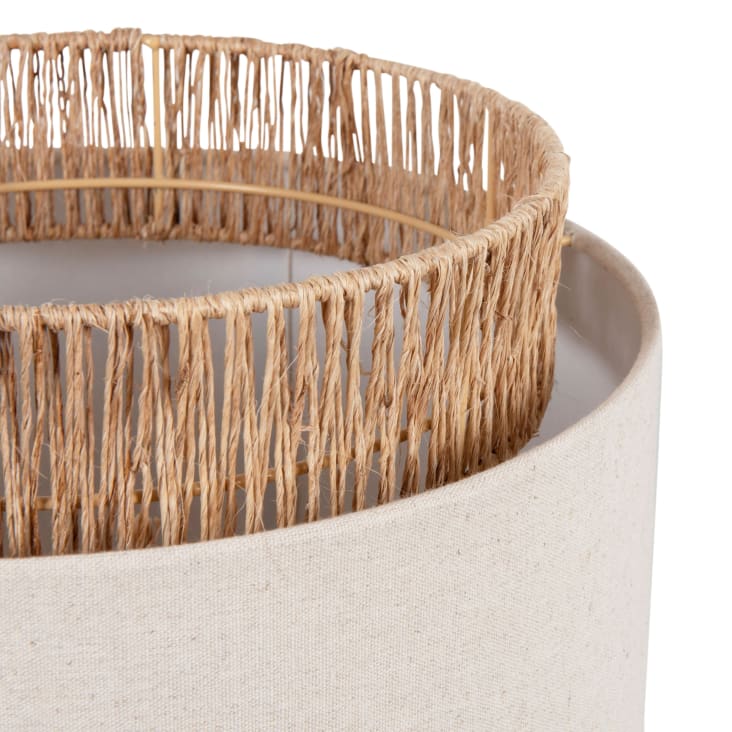 Maisons Du Monde Cundelee - Pantalla Para Lámpara De Techo Tambor Triple De Lino Beige Y Yute D. 40