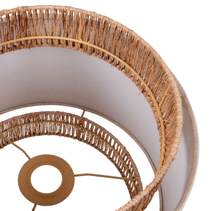 Maisons Du Monde Cundelee - Pantalla Para Lámpara De Techo Tambor Triple De Lino Beige Y Yute D. 40