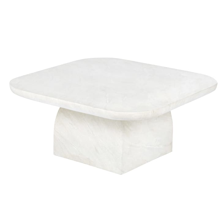 Maisons Du Monde Cyrielle - Mesa Baja De Exterior De Travertino Efecto Hormigón Beige