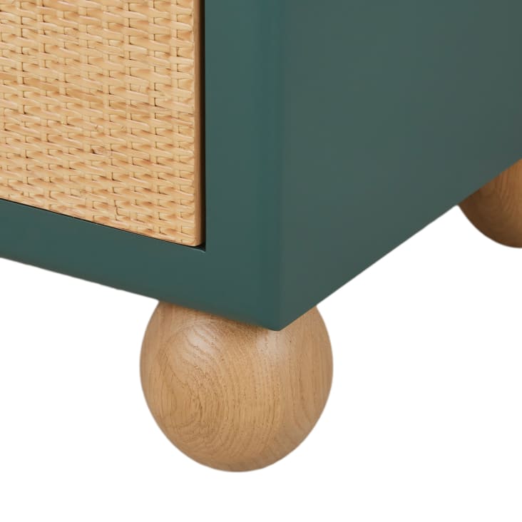 Maisons Du Monde DABALI - Cajonera Con 4 Cajones Verde Oscuro De Ratán Trenzado