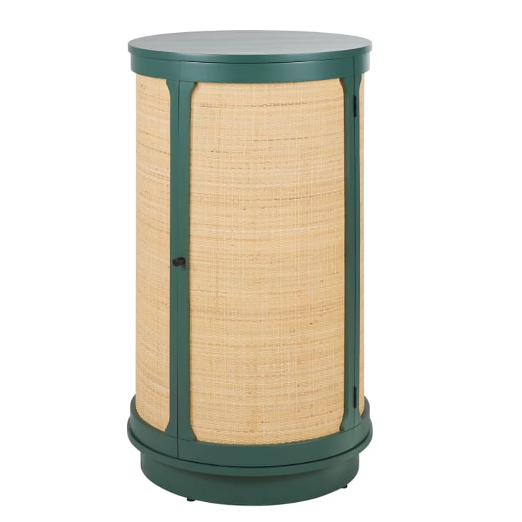 Maisons Du Monde Dabali - Mueble Bar Con 1 Puerta Verde Oscuro De Ratán Trenzado