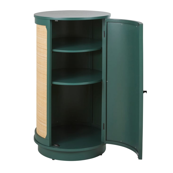 Maisons Du Monde Dabali - Mueble Bar Con 1 Puerta Verde Oscuro De Ratán Trenzado