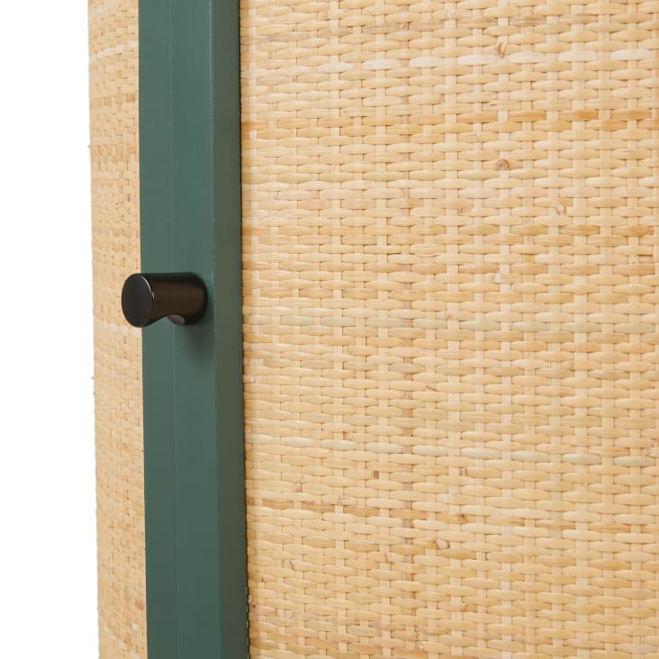 Maisons Du Monde Dabali - Mueble Bar Con 1 Puerta Verde Oscuro De Ratán Trenzado