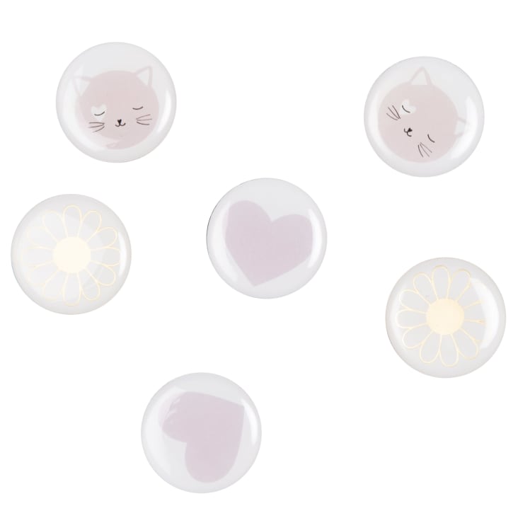 Maisons Du Monde DAISY - Lote De 2 - Imanes De Gato Flor Y Corazón (x6)