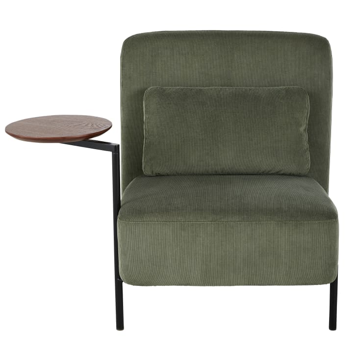 Maisons Du Monde Daker Business - Sillón Profesional De Terciopelo Acanalado Verde Con Bandeja Extraíble