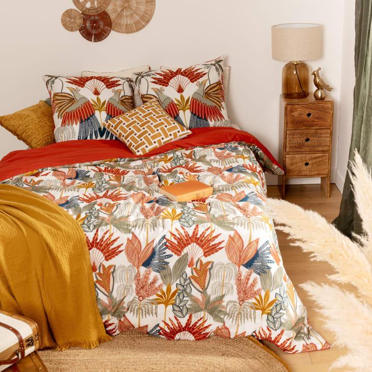 Maisons du Monde Dara - Juego de cama de algodón orgánico reversible con estampado multicolor de 240x220 cm