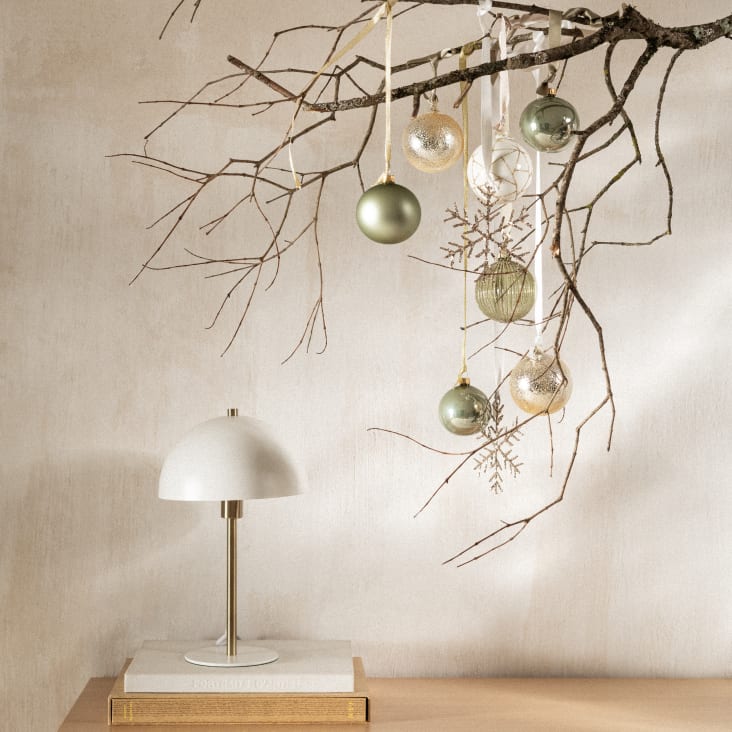 Maisons Du Monde Davy - Lámpara Con Forma De Seta De Metal Dorado Y Blanco