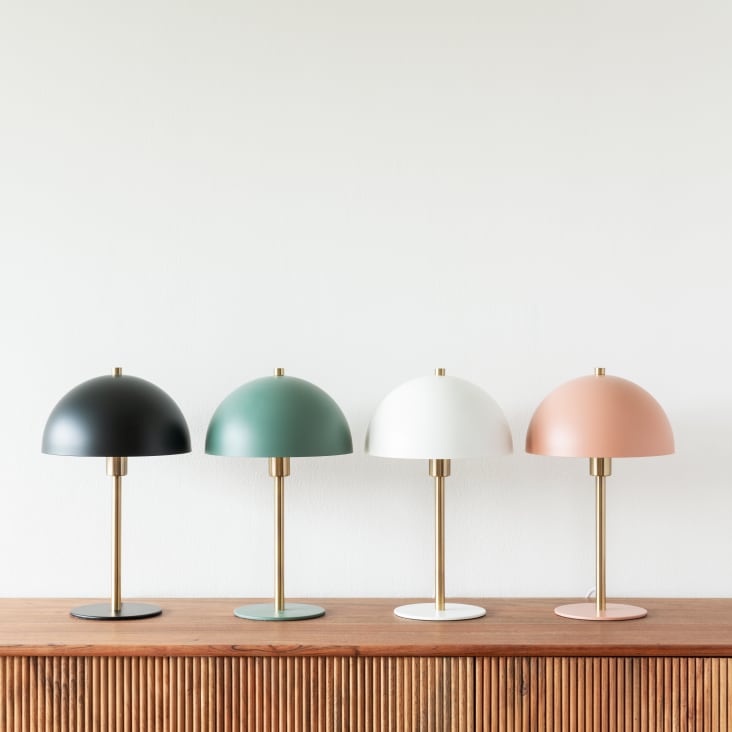 Maisons Du Monde Davy - Lámpara Con Forma De Seta De Metal Dorado Y Blanco