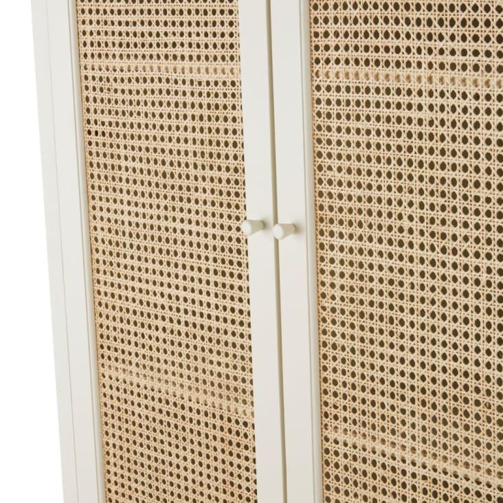 Maisons Du Monde Debbie - Armario Con 2 Puertas Y 1 Cajón Blanco Roto De Ratán