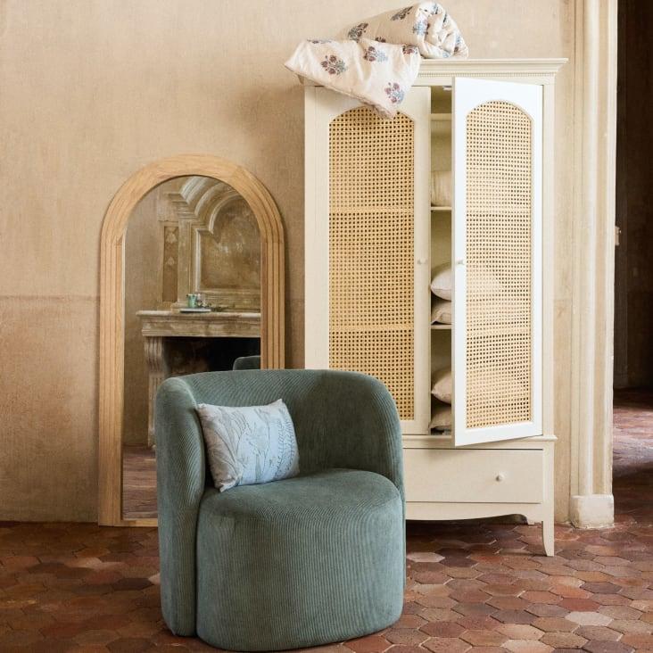 Maisons Du Monde Debbie - Armario Con 2 Puertas Y 1 Cajón Blanco Roto De Ratán