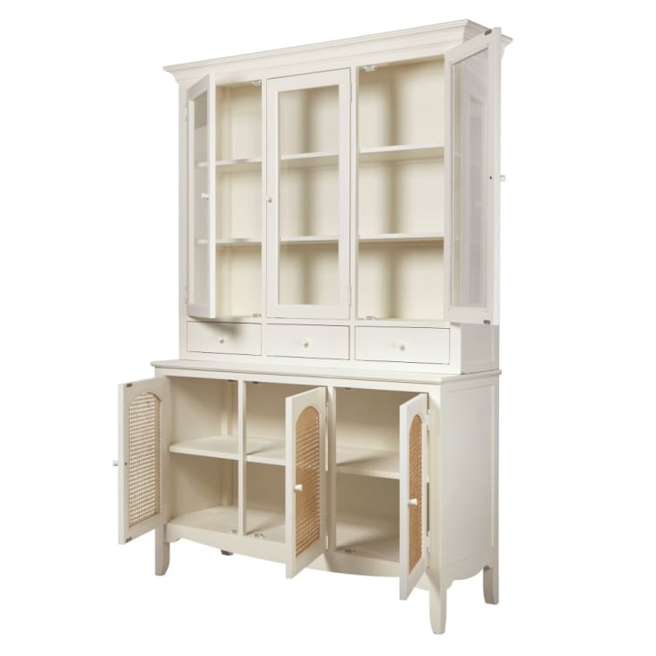 Maisons Du Monde Debbie - Vajillero De Caña De 6 Puertas Color Blanco Roto