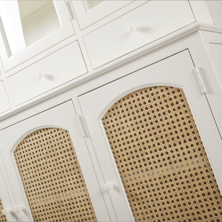 Maisons Du Monde Debbie - Vajillero De Caña De 6 Puertas Color Blanco Roto