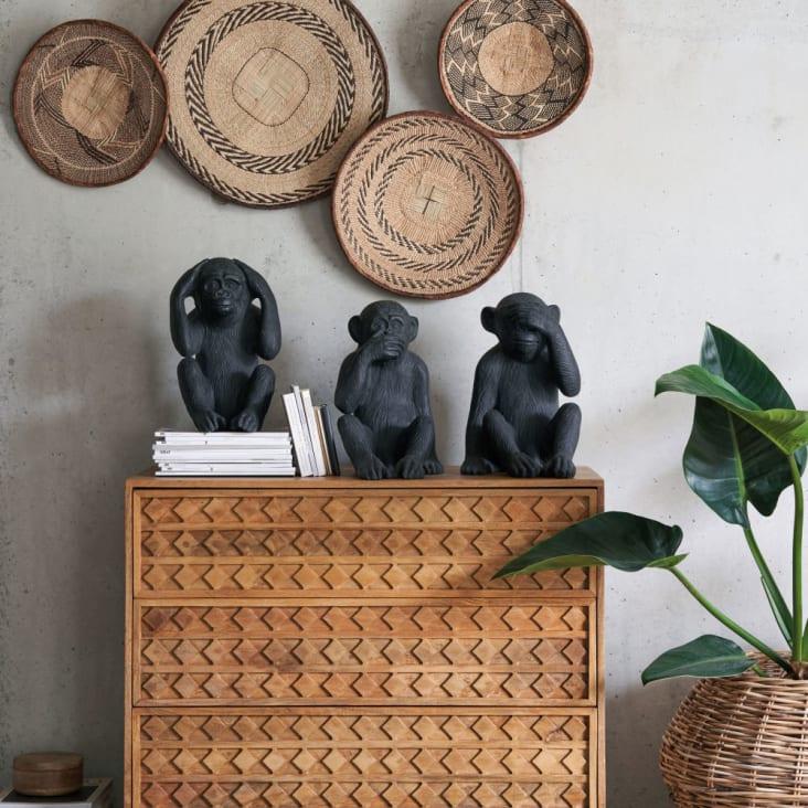 Maisons Du Monde Decoración De Monos De Resina Negra (x3)