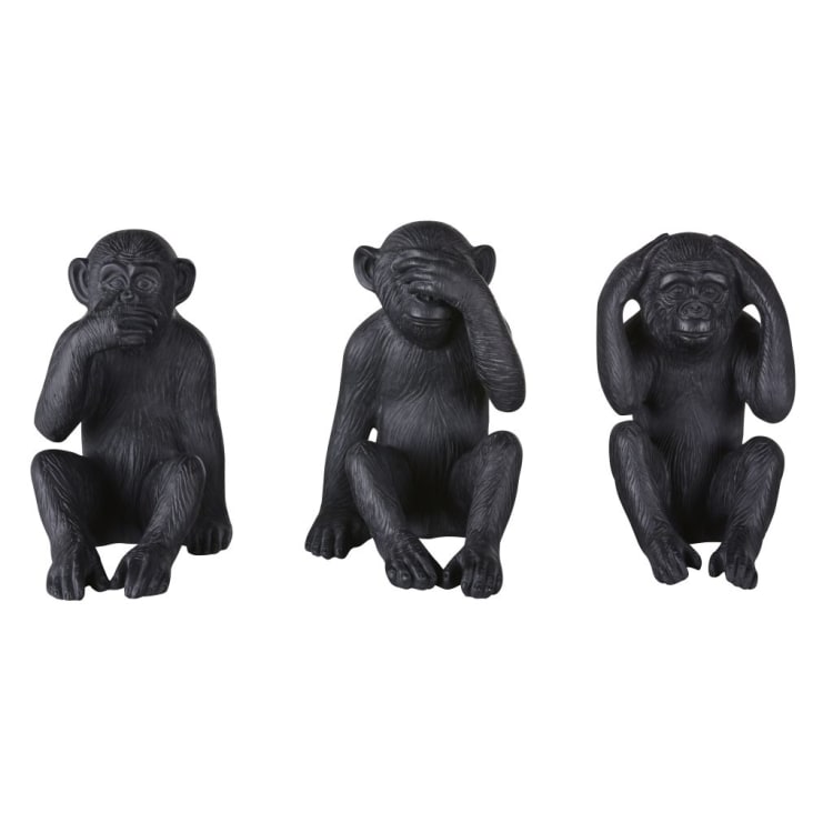 Maisons du Monde Decoración de monos de resina negra (x3)