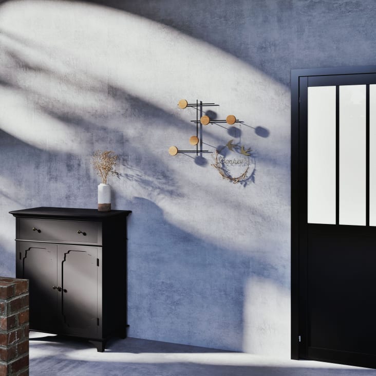 Maisons Du Monde Decoración De Pared Colgante Con Corona De Metal Dorado Y Flores Secas Beiges 25 X 30