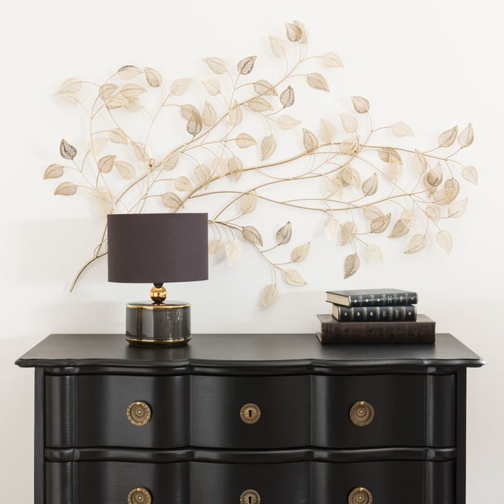 Maisons Du Monde Decoración De Pared Con Ramaje De Metal Dorado 110x65