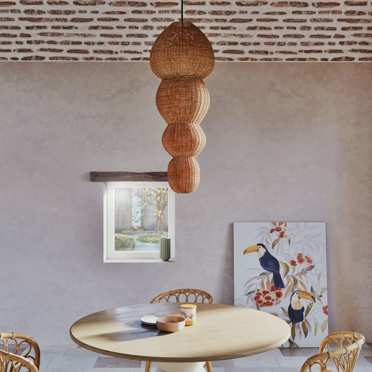 Maisons Du Monde Delgada - Pantalla Para Lámpara De Techo De Ratán Trenzado