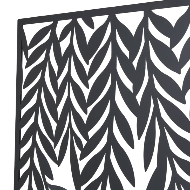 Maisons Du Monde DELTENA - Biombo Para Exteriores De Metal Con Estampado De Hojas Color Negro