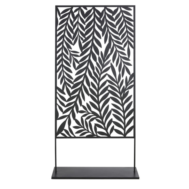 Maisons du Monde DELTENA - Biombo para exteriores de metal con estampado de hojas color negro
