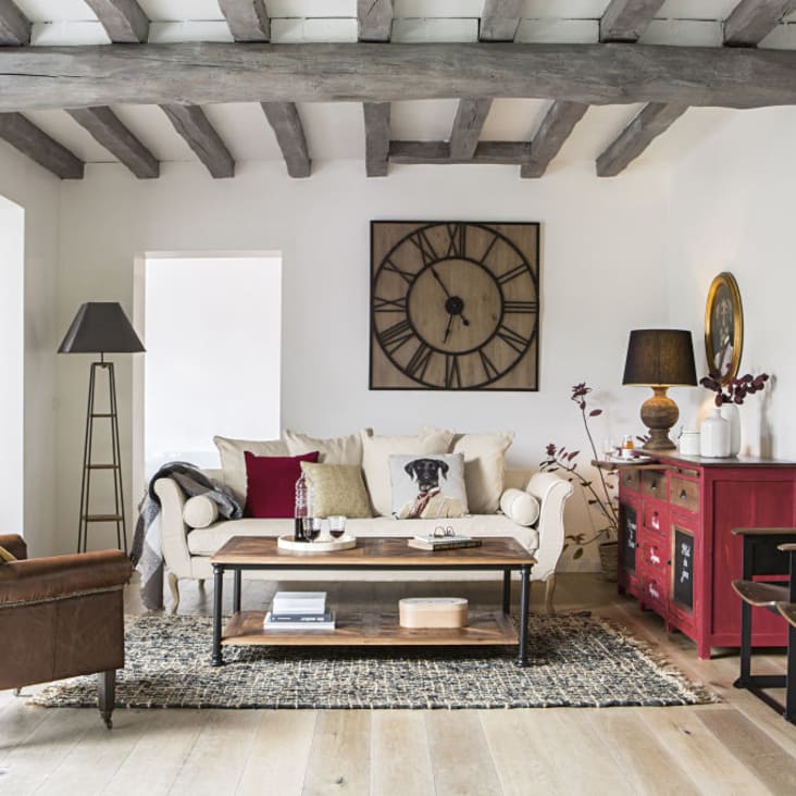 Maisons Du Monde DENYS - Espejo Ventana De Pino Y Metal Con Efecto Envejecido 121x165