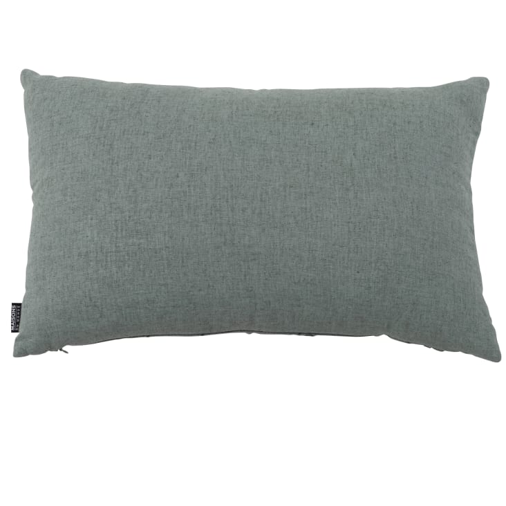 Maisons Du Monde Derna - Funda De Cojín En Azul Grisáceo Con Bordado Floral 50x30 Cm