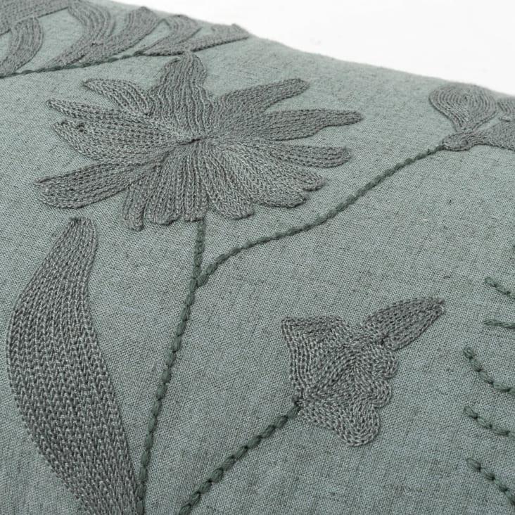 Maisons Du Monde Derna - Funda De Cojín En Azul Grisáceo Con Bordado Floral 50x30 Cm